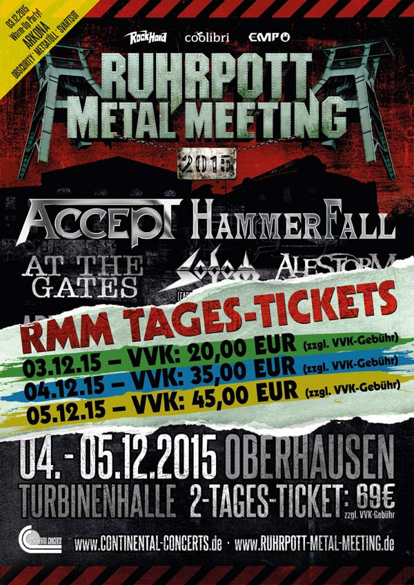 Ruhrpott Metal Meeting 2015: RMM Tagestickets im Vorverkauf